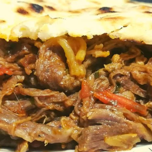 Arepa with Carne Mechada - quearepas.com