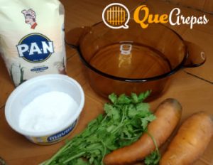 Ingredientes para la receta de arepas de zanahoria - quearepas
