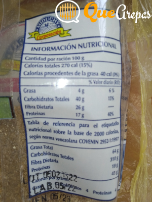 Información nutricional del afrecho - quearepas.com